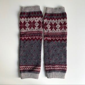 Fair Isle Knit Leg Warmer in Gray and Red